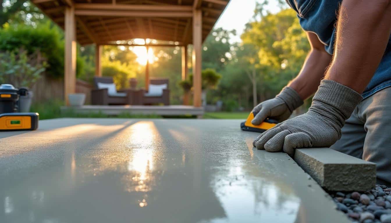 Illustration: Épaisseur idéale et caractéristiques techniques de la dalle de béton pour abri de jardin