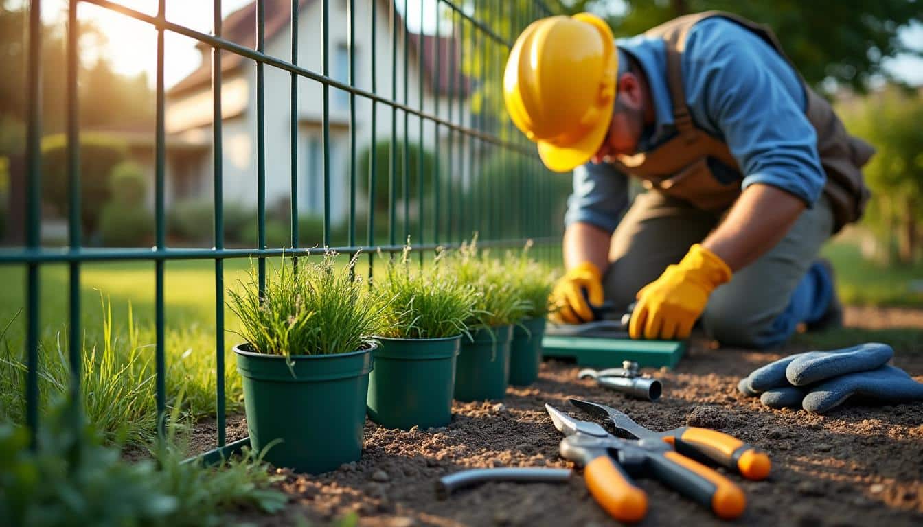 Illustration: Définition et rôle du poteau dans un grillage de clôture