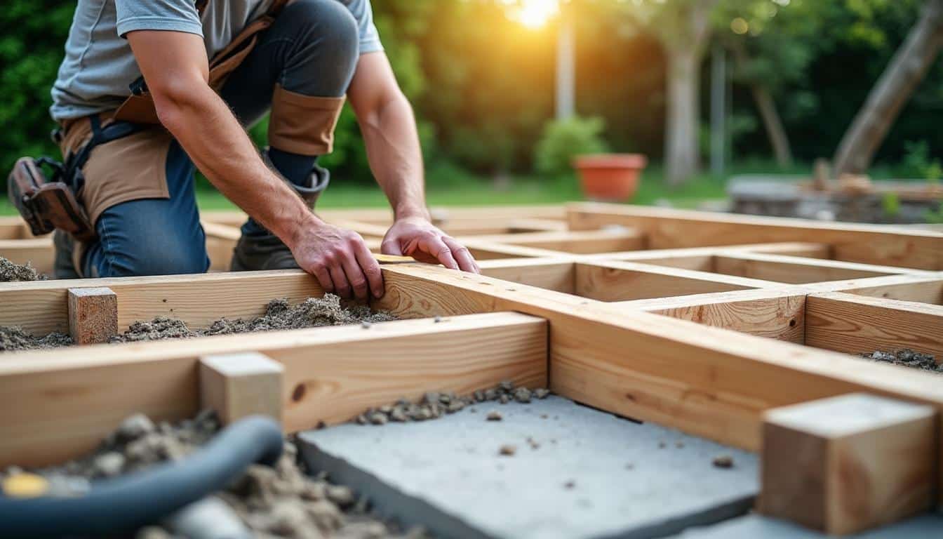Illustration: Définition et principes de la terrasse en bois sur plot béton