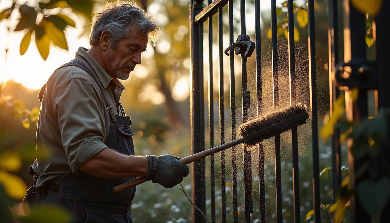 Illustration: Pourquoi réaliser l’entretien annuel d’un portail rouillé à la brosse métallique ?