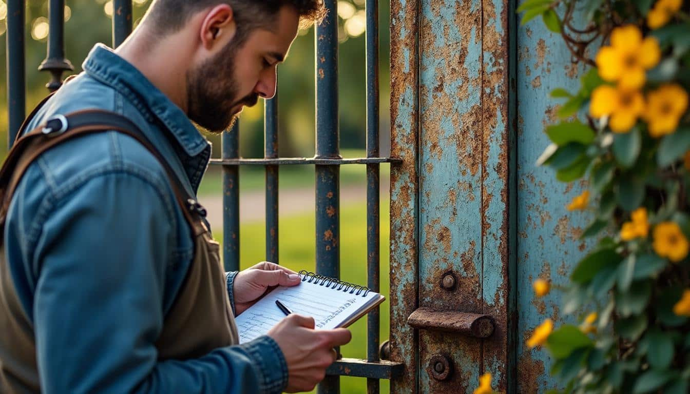 Illustration: Évaluer l’état de votre portail rouillé à la peinture écaillée avant le décapage