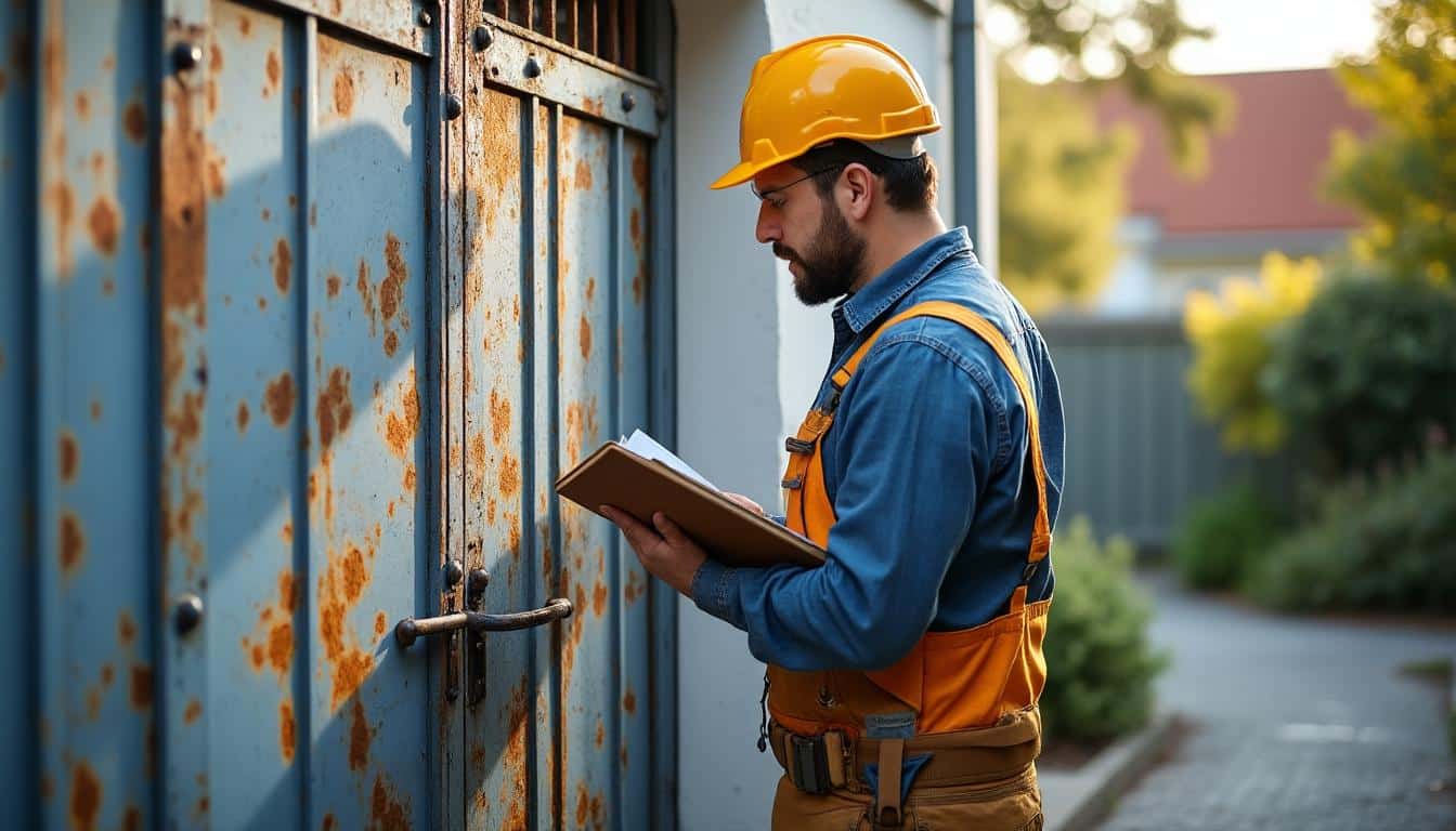 Illustration: Évaluer l’état de votre portail rouillé à la peinture écaillée avant d’envisager le décapage