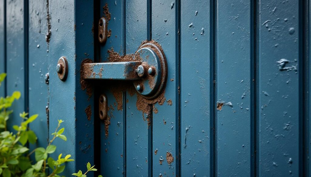 Portail rouillé : protection temporaire par bâche efficace et simple