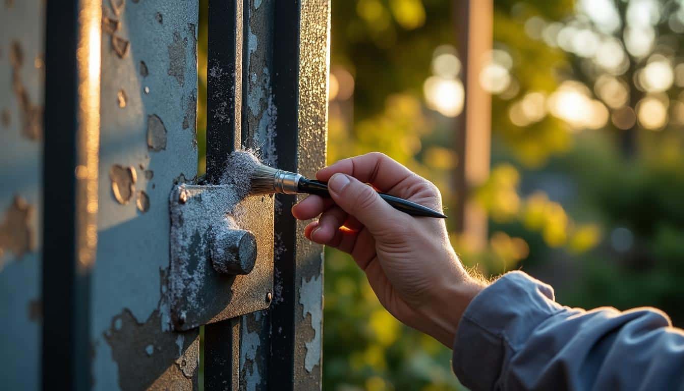 Illustration: Pourquoi traiter la rouille sur son portail au pinceau ? Avantages et enjeux