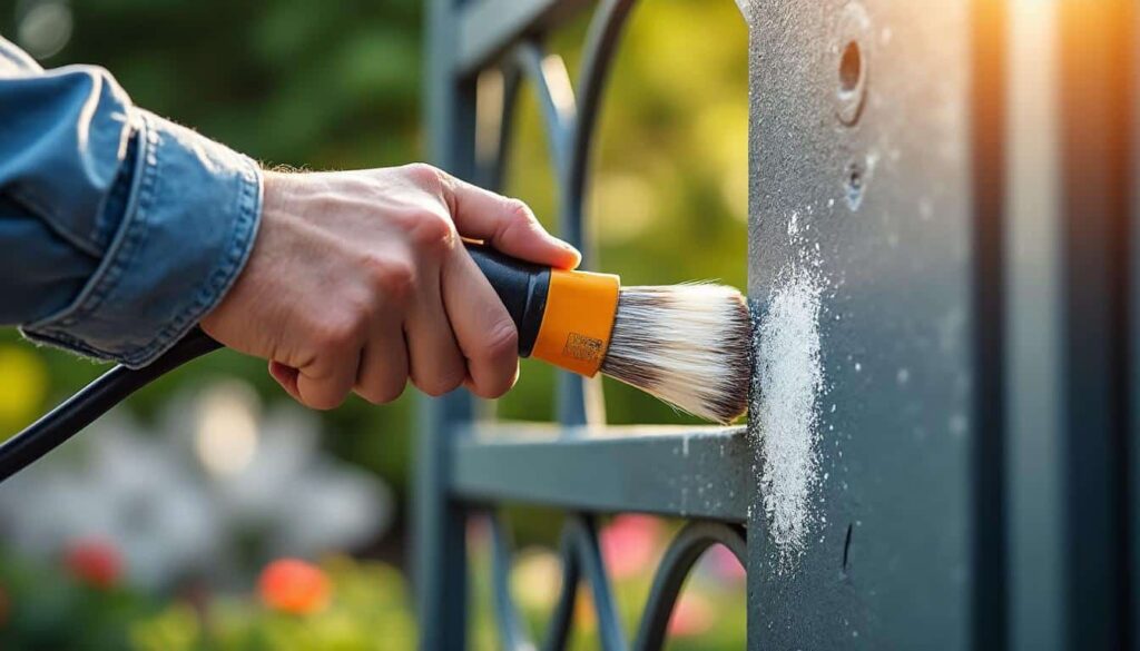 Traitement antirouille au pinceau sur portail rouillé : guide complet