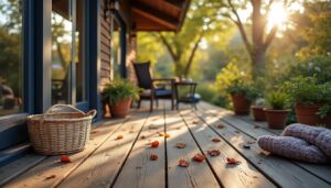 Les bonnes pratiques d'entretien pour éviter la moisissure en automne sur la terrasse