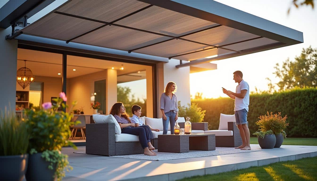 Illustration: Comprendre la pergola bioclimatique adossée motorisée : fonctionnement et avantages