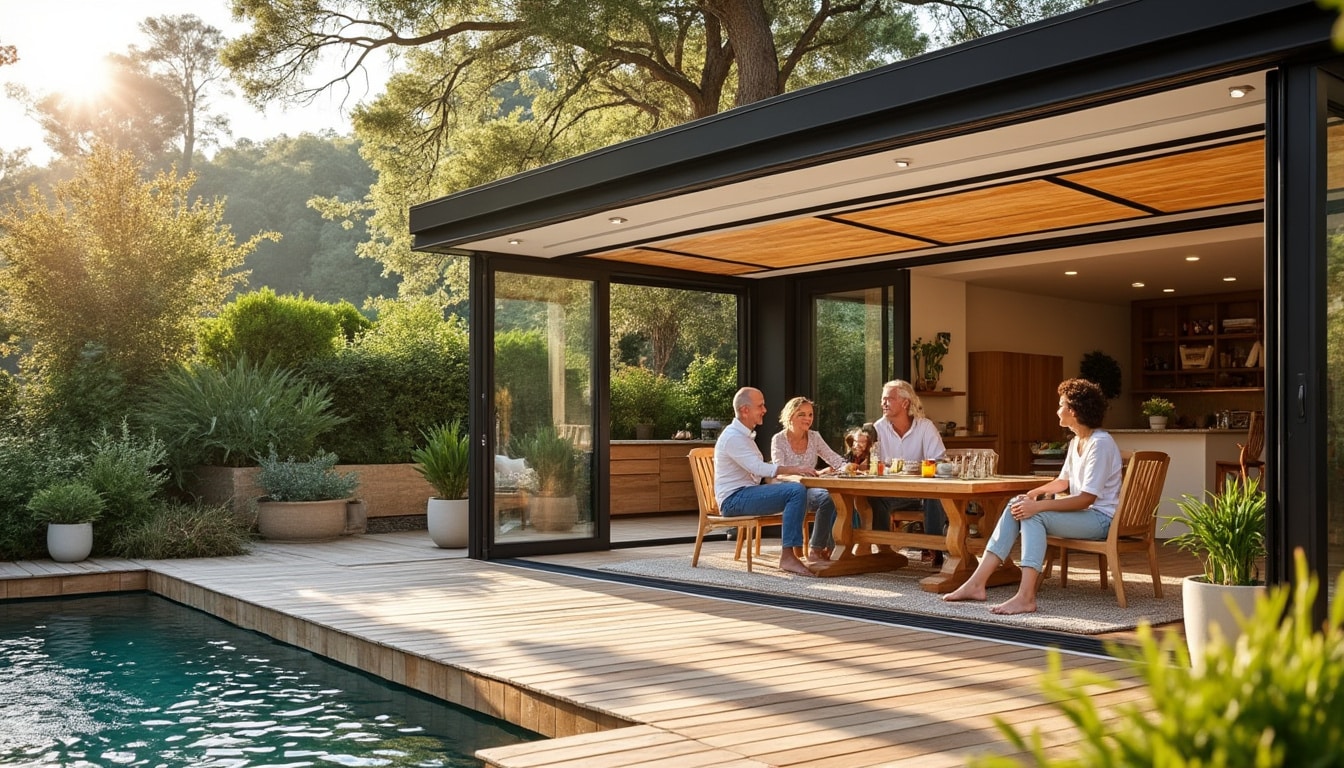 Pergola bioclimatique vitrée coulissante : confort et design modulable