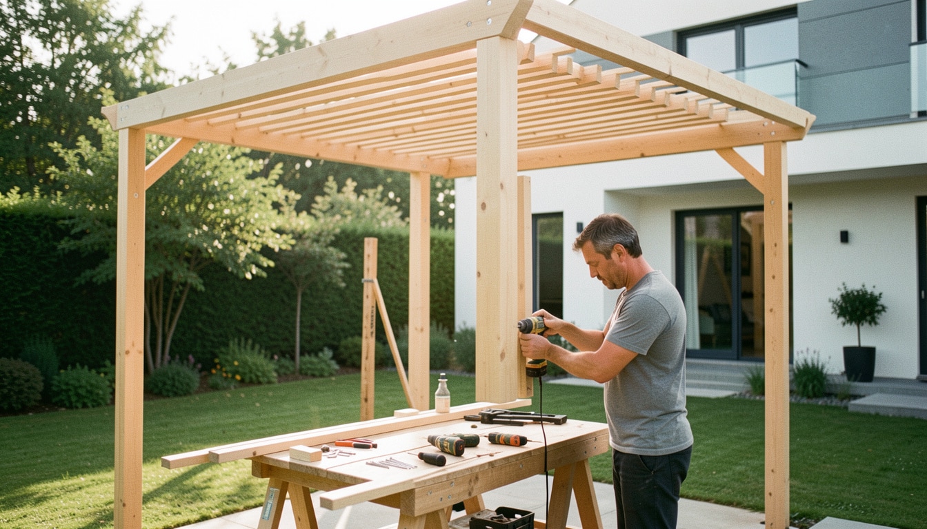 Fabriquer une pergola bioclimatique en bois soi-même